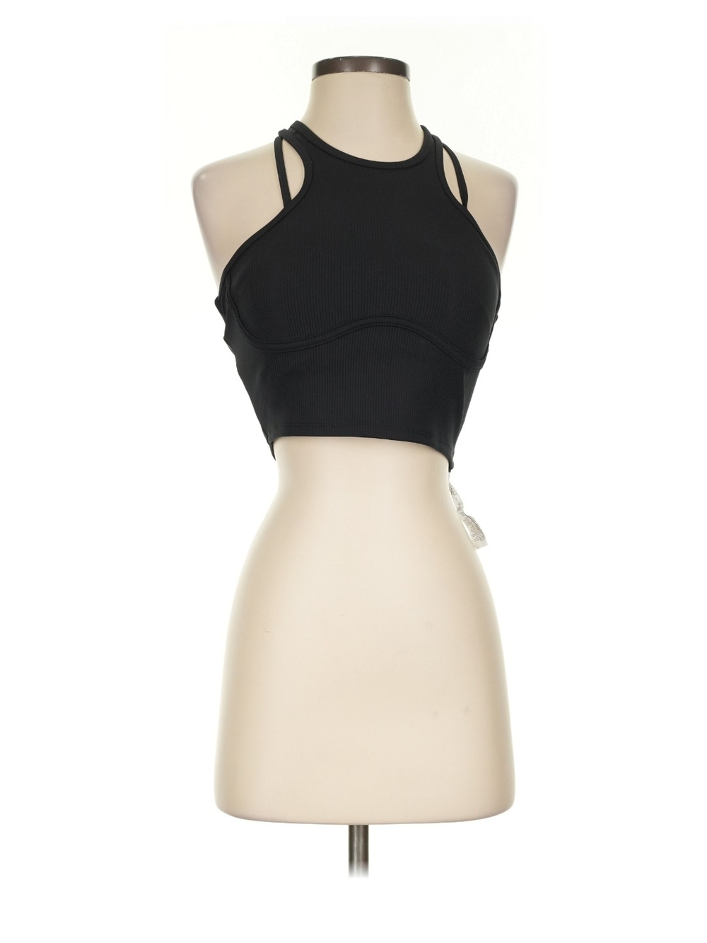 Alo Yoga Black Ribbed Strappy Crop Sports Bra Small